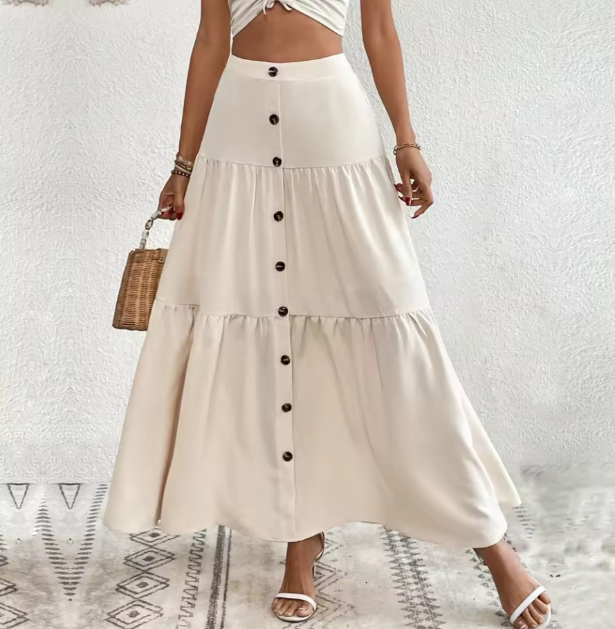 Falda blanca casual con botones